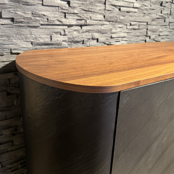 Yac highboard zwart met topblad in walnoot - 5